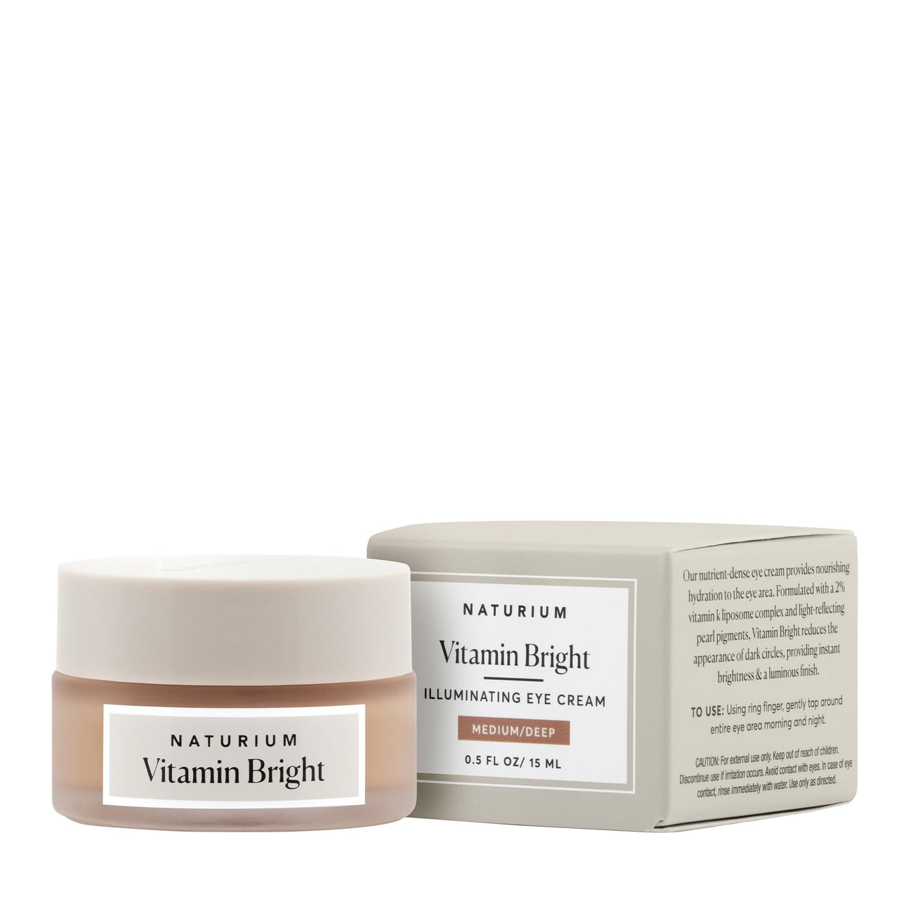 Naturium Vitamin Bright Illuminating Eye Cream, Under Eye Repair Cream for Dark Circles, with Vitamin K, Phyto-Complex, & Mineral Pigments, Medium/Deep, 0.5 oz