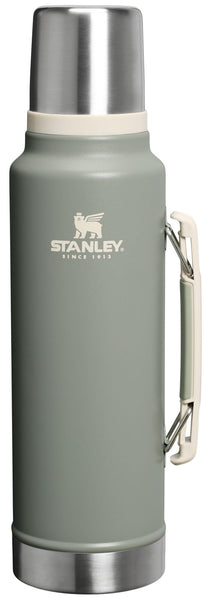 Image 1 of Stanley Classic Legendary Vacuum Bottle 1.5 qt Wide Mouth with Leakproof Cup Lid Keep Drinks Hot or Cold Packable for Travel Insulated Stainless Steel Thermal Bottle BPA-Free Sage Grey