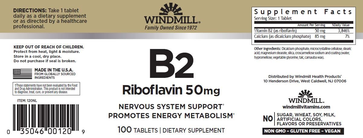 VIT B-2 TABS 50 MG WMILL 100