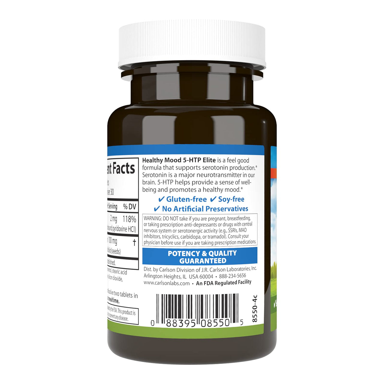 Carlson Healthy Mood 5-HTP Elite 100 mg with Vitamin B6 - Mood Support & Relaxation Supplement - Raspberry Chewable - 60 Tablets