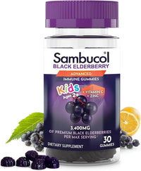 Thumbnail for Sambucol Black Elderberry Gummies for Kids - Elderberry Gummies with Zinc and Vitamin C, Chewable Supplement for Kids, Low Sugar, Berry Flavor - 30 Count