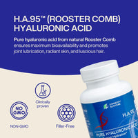 Thumbnail for Longevity by Nature H.A.95 Hyaluronic Acid Supplements, Antioxidant, Skin Hydration, Eye, Joint, Natural Rooster Comb, 60 Capsules