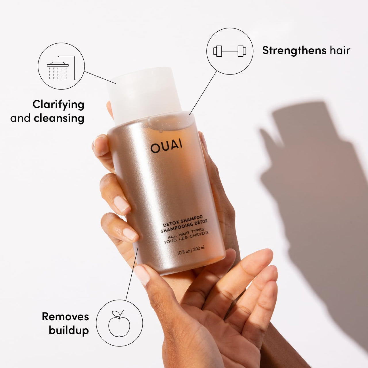 OUAI Travel Kit - Includes Travel Size Leave In Conditioner, Detox Shampoo, Thick Hair Mask, Scalp & Body Scrub (4 Count)