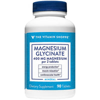 Thumbnail for The Vitamin Shoppe Magnesium Glycinate 400MG - Supports Energy Production, Promotes Muscle Relaxation, and Enhances Heart Health for Overall Wellness (90 Tablets)