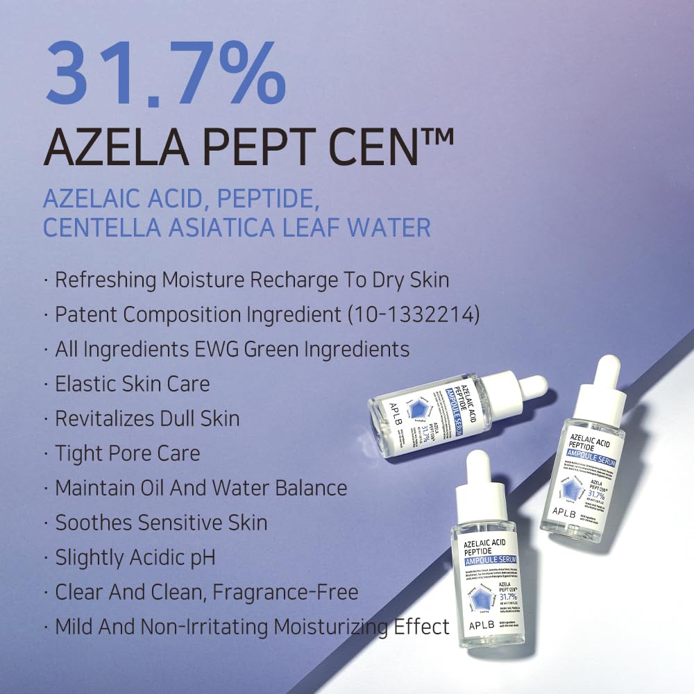 APLB Azelaic Acid Peptide Ampoule Serum | AZELA PEPT CEN™ 31.7% 1.35 FL.OZ/Korean Skincare, Acne care, Improve skin elasticity, Sensitive skin, Revitalize for gentle and improve skin texture