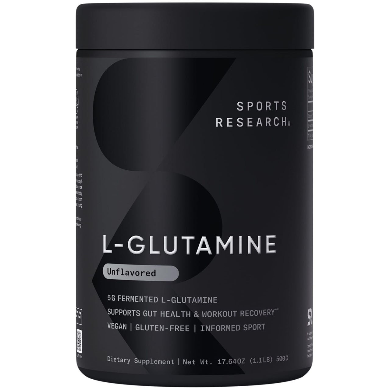 Sports Research L-Glutamine - Workout Recovery, Immune Health & Gut Health Support - 5 G Per Serving - 17.64 Oz