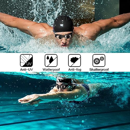 Hurdilen Swim Goggles Swimming Goggles No Leaking with Nose Clip, Earplugs, Swim Cap and Case for Men Women