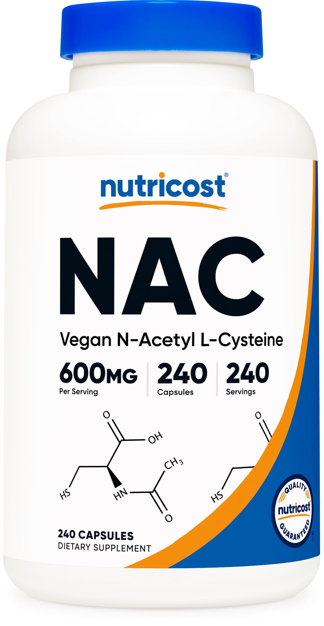 Nutricost N-Acetyl L-Cysteine (NAC) 600mg, 240 Vegetarian Capsules - Vegan, Non-GMO, Gluten Free