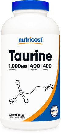 Thumbnail for Nutricost Taurine 1000mg, 400 Capsules