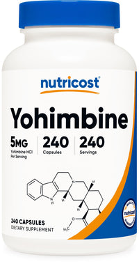 Thumbnail for Nutricost Yohimbine HCl 5mg, 240 Capsules Extra Strength - Gluten Free, Non-GMO