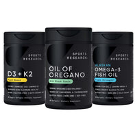 Thumbnail for Sports Research® Multivitamin Pack - Oil of Oregano 9500mg w/Black Seed Oil, Vitamin D3 5000iu + K2 100mcg, and Alaskan Omega-3 Fish Oil 1250mg