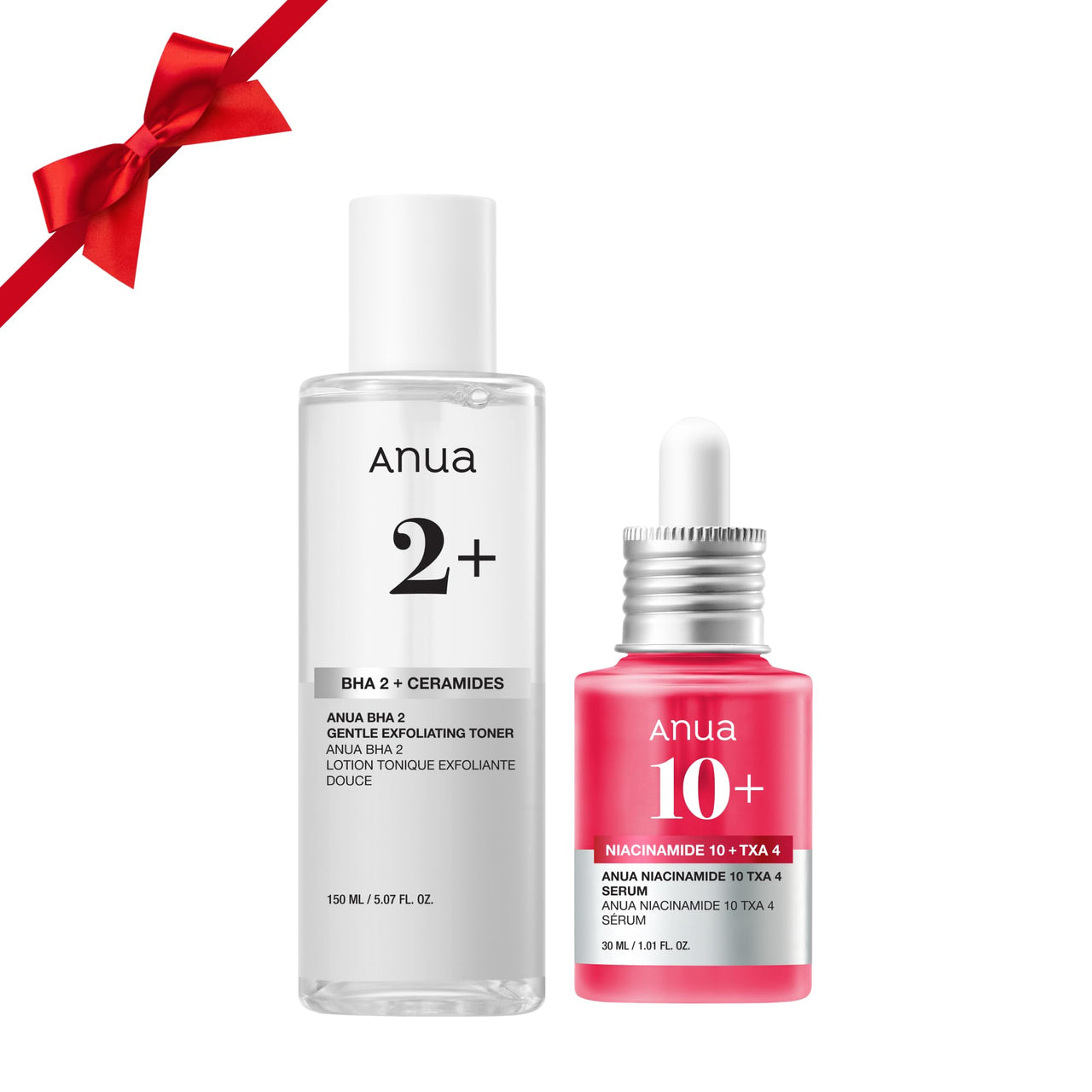 Anua 2% BHA + 10% Niacinamide Skin Booster Duo - 10% Niacinamide + 4% Tranexamic Acid Serum for Dull Skin, Gentle Exfoliating Toner, Salicylic Acid, for pore Control, Korean Skincare set