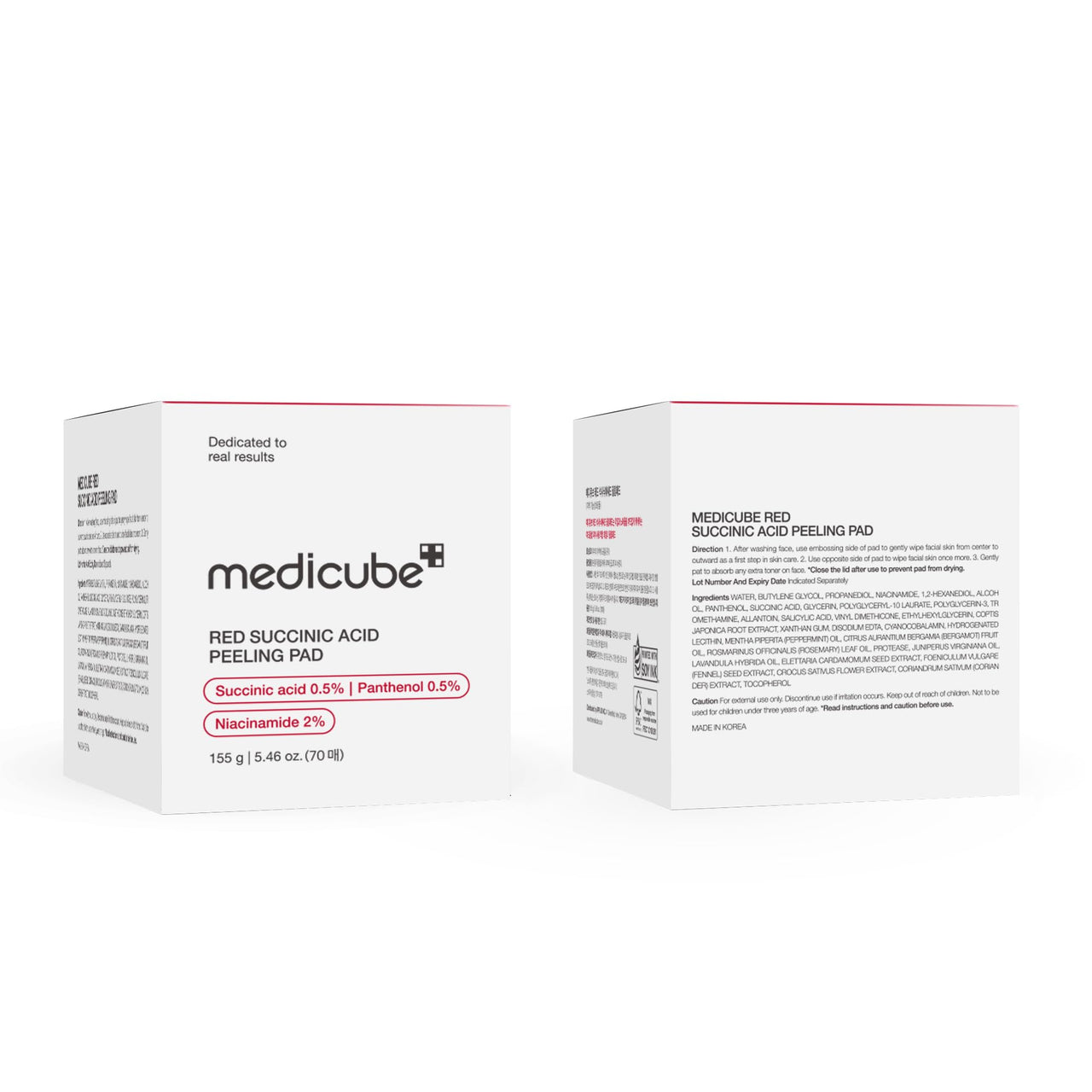 Medicube Red Succinic Acid Panthenol Facial Peeling Pads - Exfoliating Toner Pads for Breakout-Prone Skin with Niacinamide, AHA, BHA, and Soothing Panthenol - Non-Comedogenic