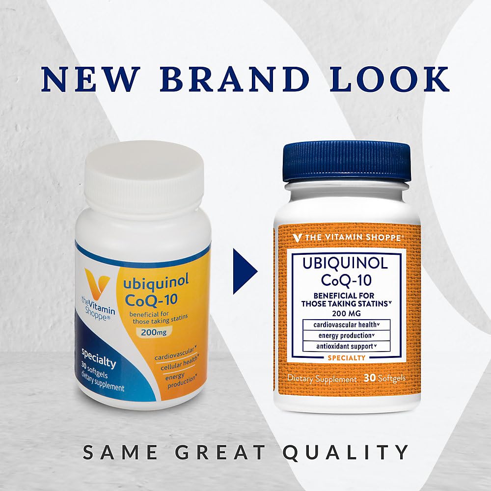 The Vitamin Shoppe Ubiquinol CoQ-10 200mg Beneficial for Those (30 Softgels)