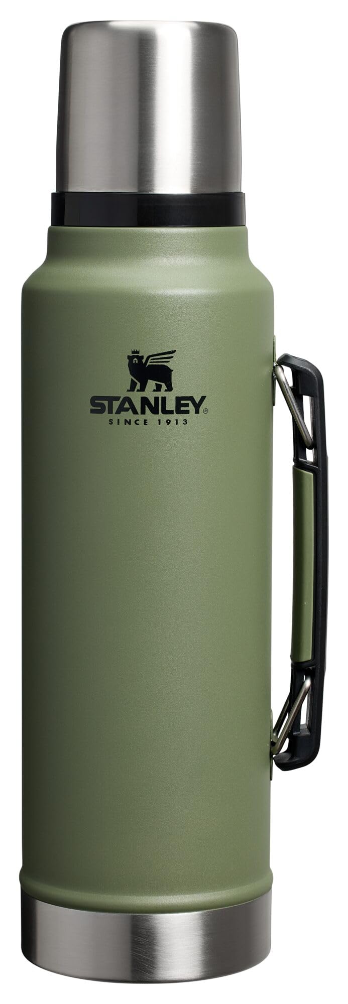 Stanley Classic Legendary Vacuum Bottle 1.5 qt Wide Mouth with Leakproof Cup Lid Keep Drinks Hot or Cold Packable for Travel Insulated Stainless Steel Thermal Bottle BPA-Free Dried Pine