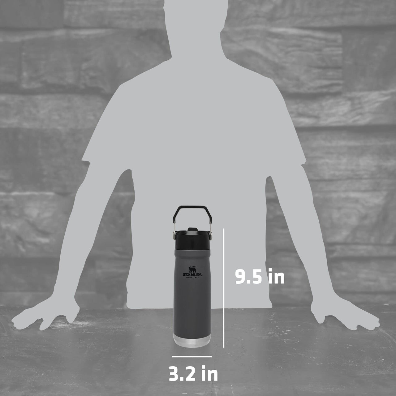 STANLEY IceFlow Flip Straw Water Bottle 22 oz | Built-In Straw for Travel and Sports | Lightweight and Leak Resistant | Insulated Stainless Steel | BPA-Free | Charcoal