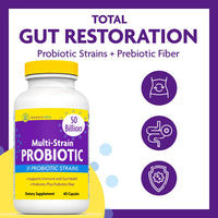Thumbnail for InnovixLabs Multi Strain Probiotics for Women & Men - Probiotic Supplement - 50 Billion CFU - Gut Health, Immune Support, Digestion, Lactobacillus Acidophilus, Prebiotics and Probiotics, 60 Capsules