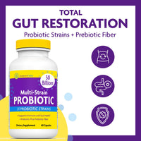 Thumbnail for InnovixLabs Multi Strain Probiotics for Women & Men - Probiotic Supplement - 50 Billion CFU - Gut Health, Immune Support, Digestion, Lactobacillus Acidophilus, Prebiotics and Probiotics, 60 Capsules