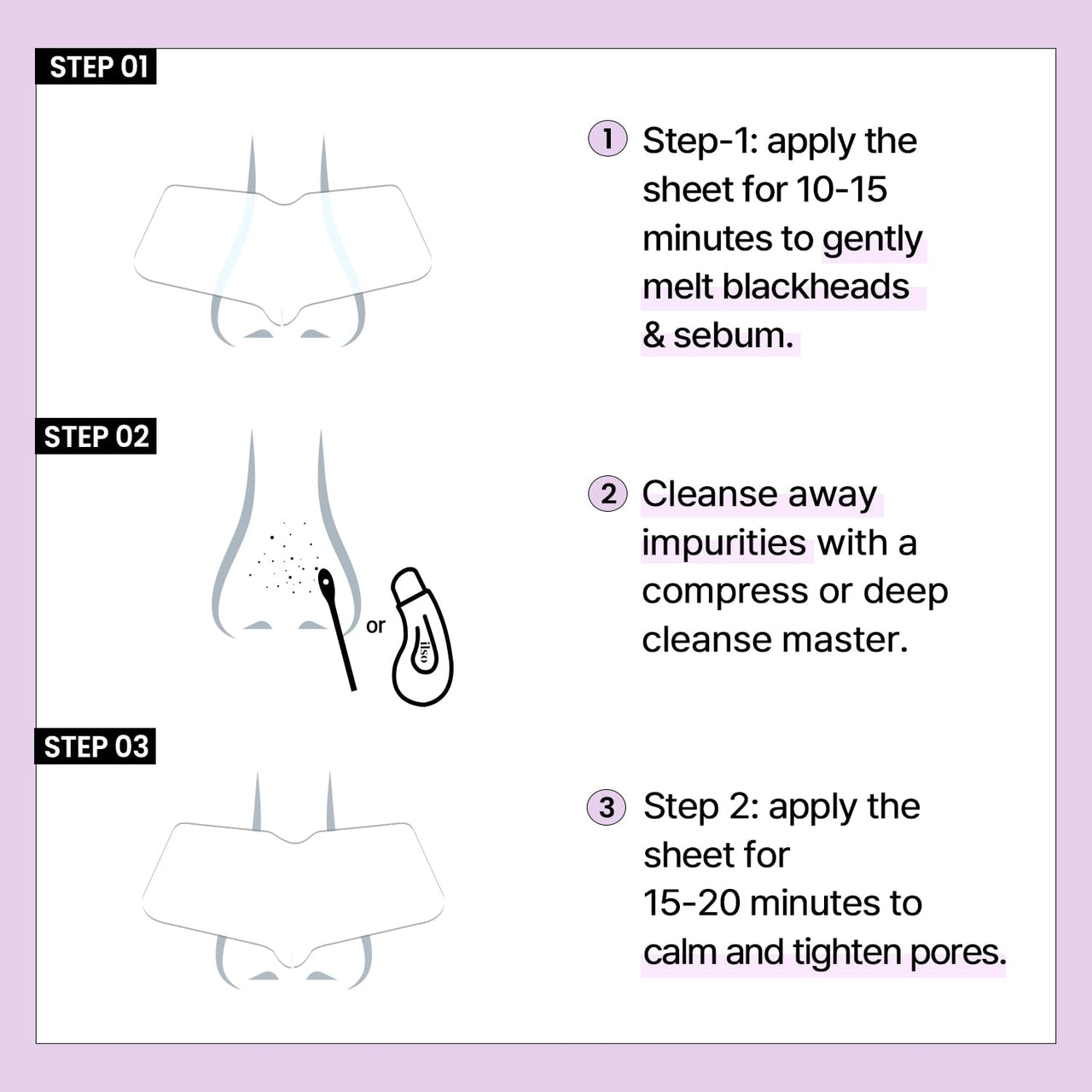 ilso Natural Mild Clear Nose Patch, Melt blackheads & Tighten Pores, no irritation, Korean skincare, cotton swabs included, 5 sheets (Esther Bunny Limited Edition) (PINK Esther Bunny Limited Edition)
