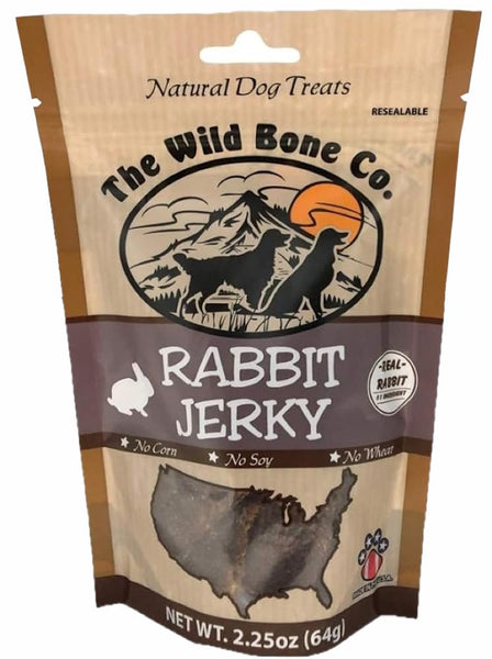 Wild Bone Company Rabbit Jerky Natural Dog Treats, 2.25 Ounces, Made in The USA