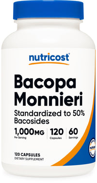 Thumbnail for Nutricost Bacopa Monnieri 1,000mg, 120 Capsules (60 Servings) - Non-GMO, Gluten Free, and Vegetarian Friendly