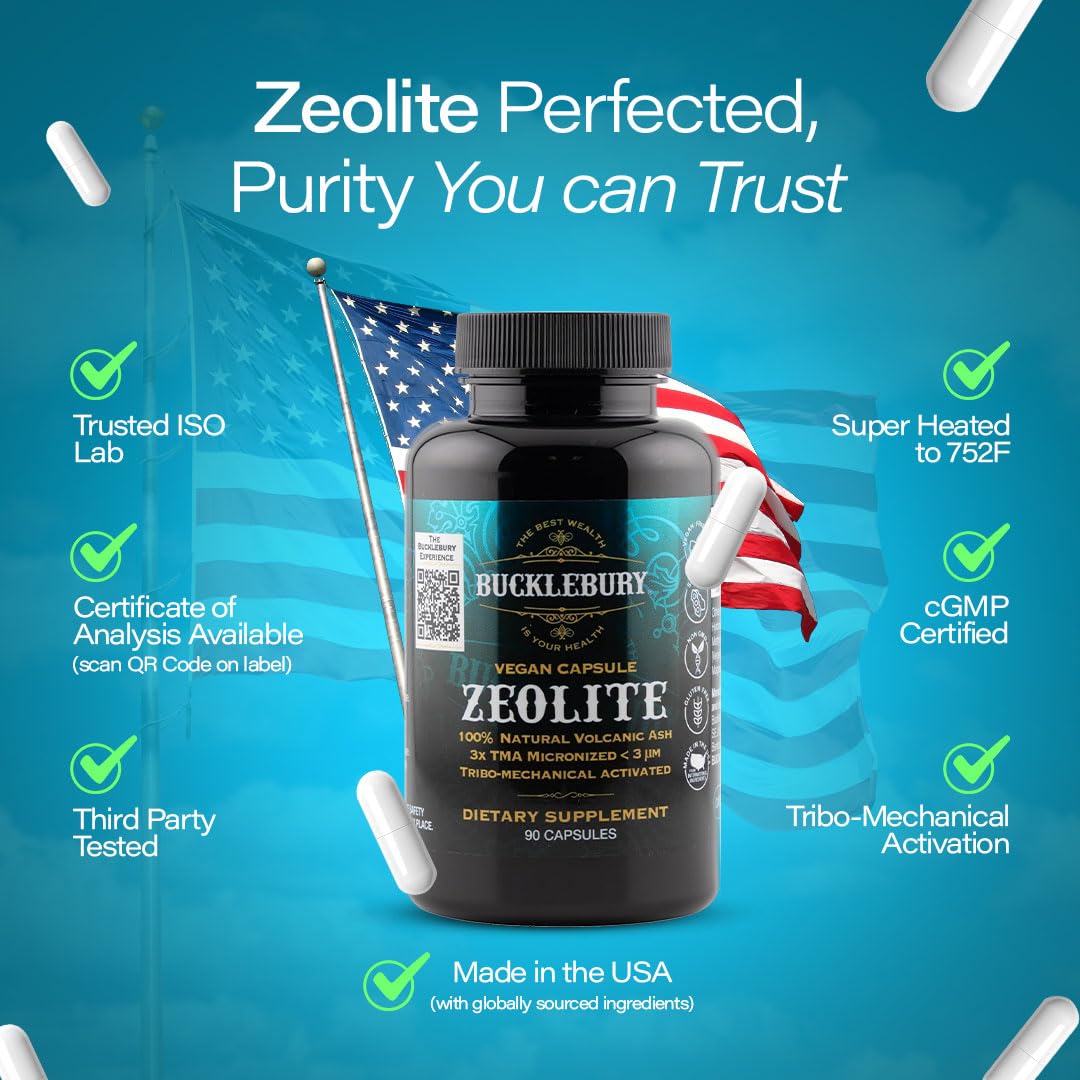 BUCKLEBURY Micronized Zeolite Capsules - Mineral Zeolite Detox for Adults - Supports Immune System, Metabolism & Digestive Health - Advanced Formula for Men & Women - 90 Vegan Capsules