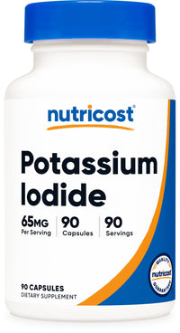 Thumbnail for Nutricost Potassium Iodide (KI), 90 Capsules, 65mg Potassium Iodide Per Serving, Vegetarian, Non-GMO & Gluten Free