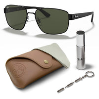 Thumbnail for Ray-Ban RB3663 Square Shape Sunglasses With Eyewear Kit Bundle - Adjustable Nose Pads - Ideal Formal and Casual Wear Square Sunglasses