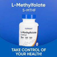 Thumbnail for Nutricost L-Methylfolate 15mg, 120 Capsules (5-MTHF) - Vegan, Non-GMO, Gluten Free