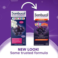 Thumbnail for Sambucol Black Elderberry Syrup for Kids - Elderberry Liquid with Vitamin C for Kids No Artificial Flavors, High Antioxidants, Daily Wellness Support, Berry Flavored - 4 Fl Oz