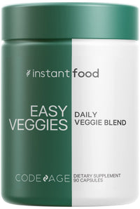 Thumbnail for Codeage Instantfood Easy Veggies, Over 15 Vegetable Powders Equivalent All-in-One, Daily Vegan Blend, Whole Food Greens Vitamins Supplement Capsules, Phytonutrients Multivitamin, Non-GMO, 90 Capsules