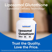Thumbnail for Nutricost Liposomal Glutathione Supplement 60 Capsules, 720 mg Per Serving - Vegan, GMO-Free, 30 Servings