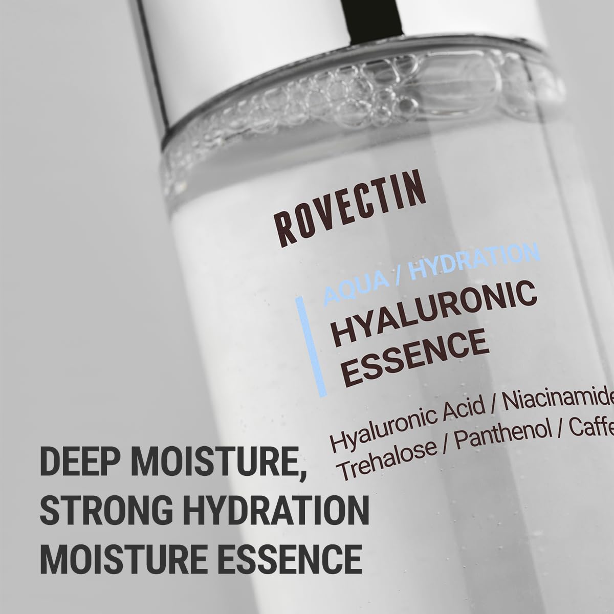 ROVECTIN Aqua Hyaluronic Essence – Hydrating Essence Toner with 7-Layer Hyaluronic Acid Complex & Niacinamide for Deep Moisturizing, Plumping, and Soothing | Vegan Korean Skincare (3.38 fl oz)