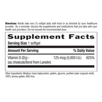 Thumbnail for Country Life Vitamin D3 5000 IU for Immune and Bone Health, Calcium Absorption, and Colon Health - Sustainable Source from Lanolin, Available in Various Strengths