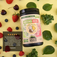 Thumbnail for Earth Fed Muscle Superfoods Blend Reds & Greens Powder, PiÃ±a Colada Flavor, Juice & Smoothie Mix with Organic Kale, Spirulina, Wheat Grass - Detox & Cleanse, No Added Sugar - Non-GMO - 30 Servings