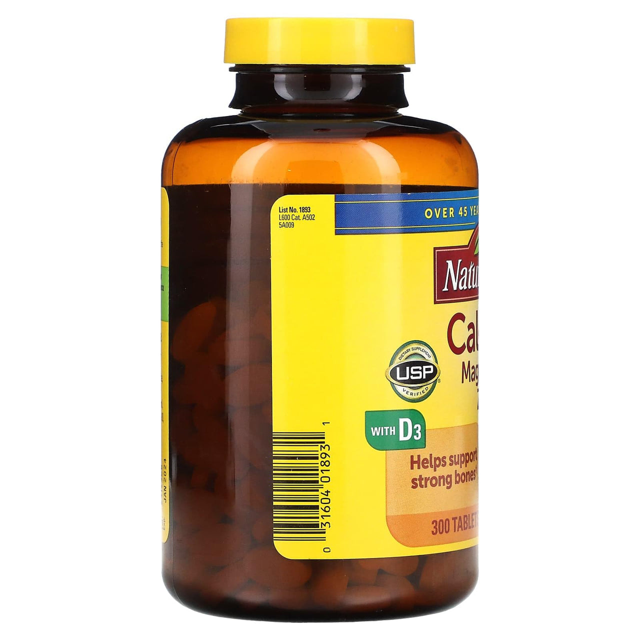 Nature Made Calcium, Magnesium Oxide, Zinc with Vitamin D3 helps support Bone Strength, Tablets, 300 Count