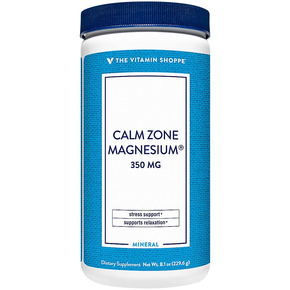 The Vitamin Shoppe Calm Zone Magnesium Mineral Powder, 325mg - Unflavored, Relaxation Drink for Muscles, Digestive & Bone Support – Natural Flavor for Calm & Regularity (8 Ounces Powder)