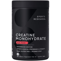 Thumbnail for Sports Research® Creatine Monohydrate - Gain Lean Muscle, Improve Performance and Strength and Support Workout Recovery* - 5 g Micronized Creatine, Fruit Punch Flavor - 25 Servings