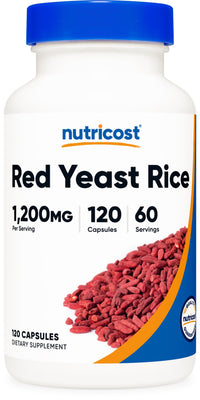 Thumbnail for Nutricost Red Yeast Rice 1200mg, 120 Capsules - 60 Serv, Veggie Caps, Non-GMO, Gluten Free