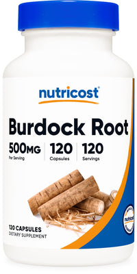 Thumbnail for Nutricost Burdock Root 500mg, 120 Capsules - Gluten Free, Non-GMO, Vegetarian Friendly