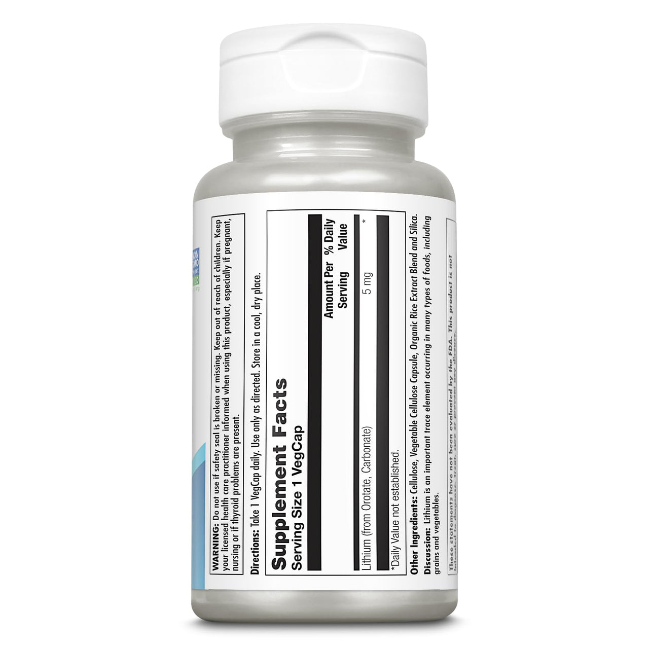 KAL Lithium Orotate 5mg | Low Serving of Chelated Lithium Orotate for Bioavailability & Mood Support | in Organic Rice Bran Extract Base | 60 VegCaps
