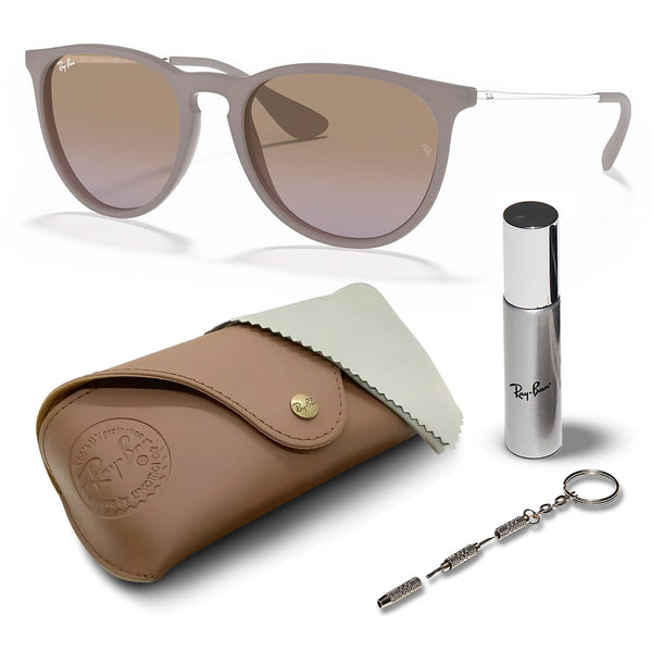 Ray-Ban RB4171 ERIKA CLASSIC Phantos Shaped Non-Polarized Sunglasses for Women – Includes Official RAYBAN Eyewear Kit – Ideal Formal & Casual Wear Sunglasses – Brown/Violet Lens