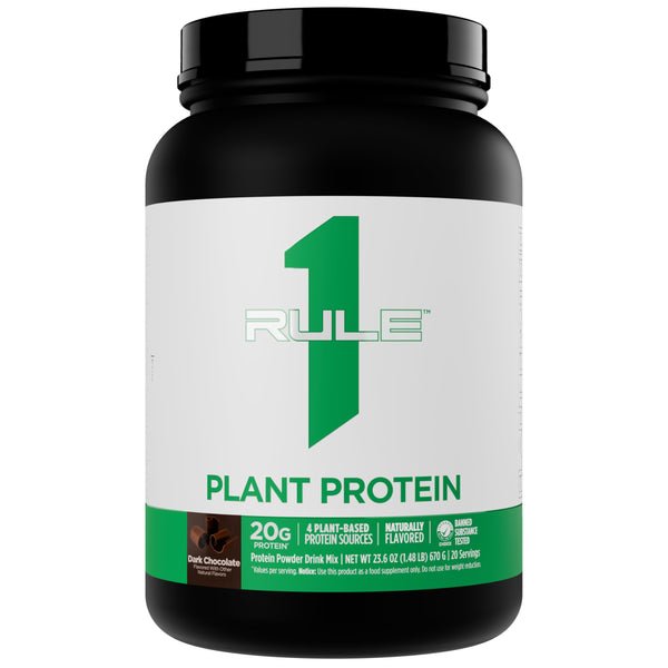 Rule 1 Proteins Plant Protein - Vegan, Gluten-Free, Dairy Free, & Soy Free Protein Powder with 20g Protein per Serving (20 Servings, Dark Chocolate)