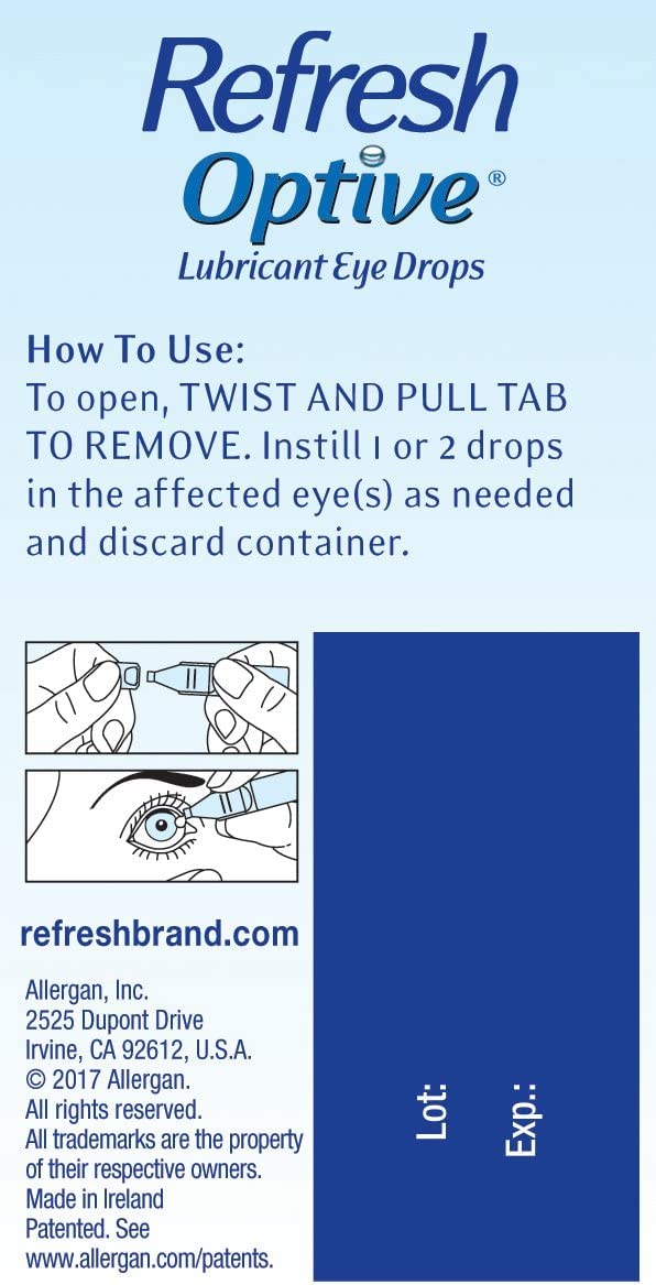Refresh Optive Lubricant Eye Drops, 30 Single-Use containers Per Box (Pack of 5)