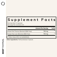 Thumbnail for Codeage Grass Fed Beef Thymus Supplement Superfood, Freeze Dried, Non-Defatted, Desiccated Thymus & Liver Pills, Glandulars Meat, Pasture Raised Beef Vitamins, Non-GMO, 180 Capsules