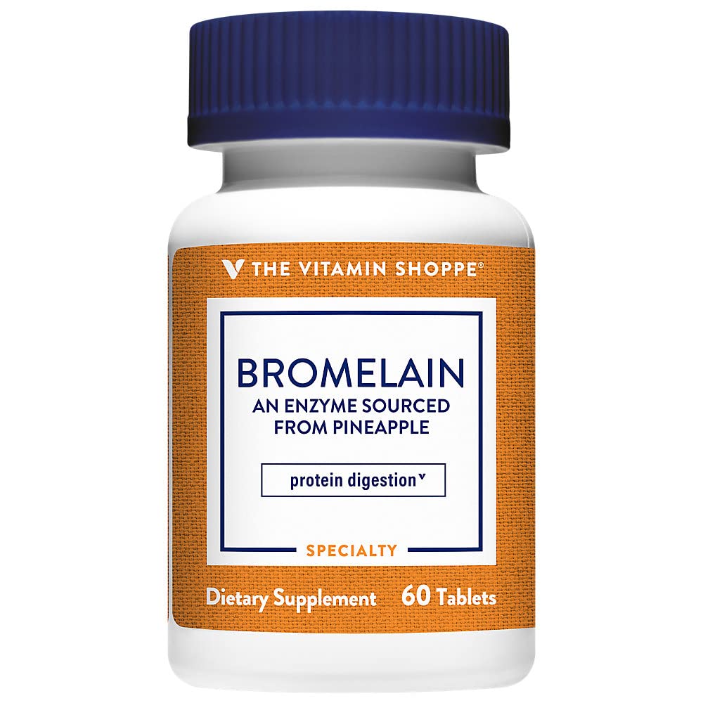 The Vitamin Shoppe Bromelain 500MG & 2,000 GDU, Supports Protein Digestion & Absorption, Enzyme Sourced from Pineapples (60 Capsules)