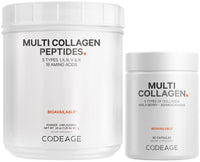 Thumbnail for Codeage Multi Collagen Protein Capsules & Multi Collagen Protein Powder Bundle | Multi Collagen Pills, Collagen Types I, II, II, V & X, 90 Count | Multi Collagen Peptides - Pure, Hydrolyzed, 20 oz