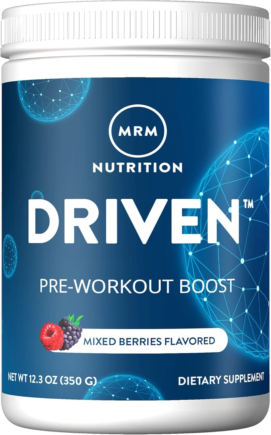 MRM Nutrition Driven Pre Workout Powder - Clean Preworkout for Women & Men, Supports Energy, Focus & Strength with Beta-Alanine & Caffeine, Vegan, Gluten-Free - 29 Servings, Mixed Berry Flavor