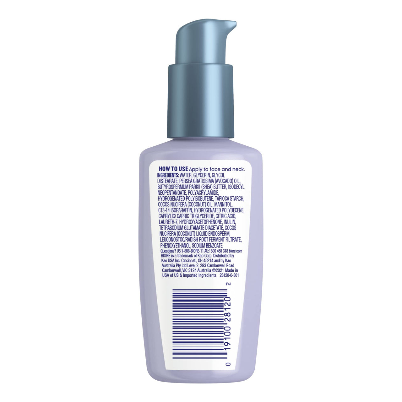 Biore Hydrate & Glow Facial Moisturizer for Dry Skin, Sensitive Skin, Infused with Coconut Water, Prebiotics and Avocado Oil, Dermatologist Tested, Fragrance Free,3.4 Oz