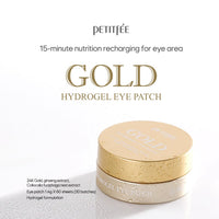 Thumbnail for Petitfee Gold Hydrogel Eye Patch 60ea (30pairs) - 24k Gold Eye Mask for Moisturizing, Glowy Skin, Hydrating, Skin Elasticity, Youthful Complexion, Ginseng, Collagen